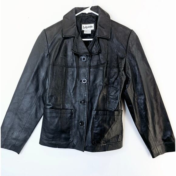Bagatelle Leather Jacket Mens Small Black Button Front‎ Kined Blazer Gothic Goth - Picture 1 of 10